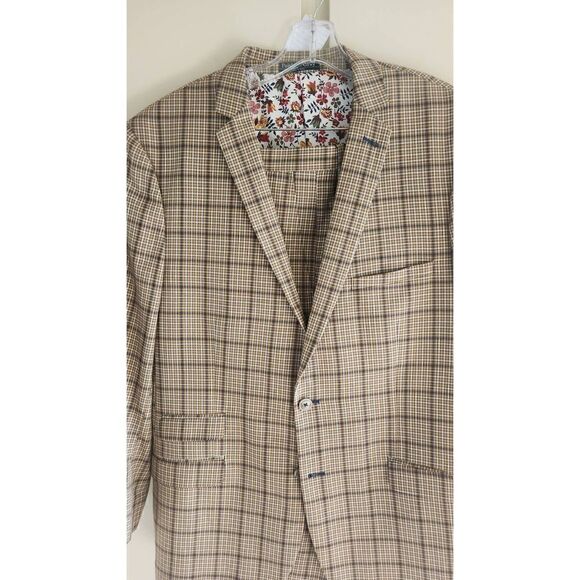 Paisley & Gray Gold, Ivory, Grey,Camel Plaid SB, 2 Button Suit, NWOT - Picture 1 of 9
